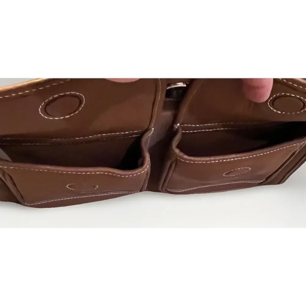 Dooney & Bourke Leather Purse/Handbag K029557 Brown/Cognac Double Pocket Tote - Picture 7 of 10